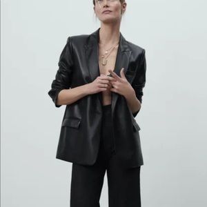 Zara Faux Leather Blazer